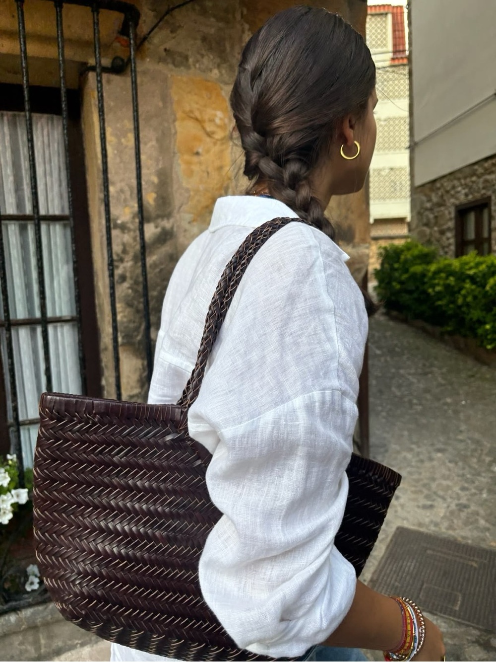 Woven Tote Bag in Dark Brown